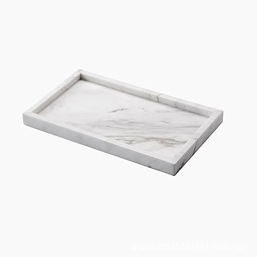 Vassoio da bagno in resina, colore marmo, piatto da portata per tessuti, candele, asciugamani, piccoli cosmetici, piante, 20 x 10 cm