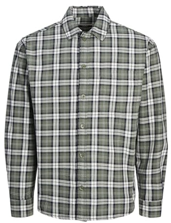 JACK & JONES Jcocollective Zac Overshirt a Quadri L Camicia a Maniche Lunghe Uomo
