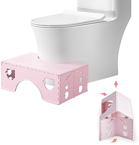 IGTOPS Toilettenhocker Klappbar, Erwachsene, Recyceltem Kunststoff, Tritthocker Toilettenhocker Squatty Kackhocker (Rosa)