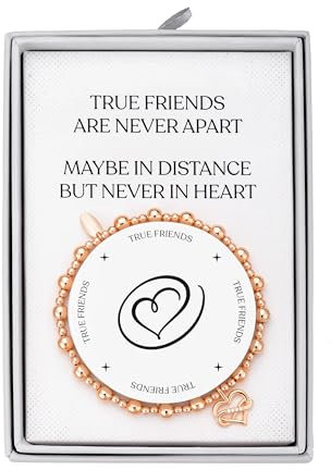 Philip Jones Rose Gold Plated True Friendship Quote Stretch Bracelet with Gift Box