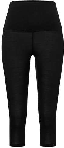 super.natural W TUNDRA175 COMFY Tight 3/4 Hose Damen Schwarz L - Temperaturregulierende Merino Funktionswäsche, Damen Unterwäsche ideal beim Outdoor-Sport