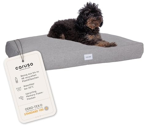 Caruso Recycling Hundebett L wasserabweisend - für Grosse, mittelgroße und kleine Hunde, ergonomisch, Hundekissen waschbar, Abnehmbarer Bezug, Hundebett orthopädisch durch Memory Foam, grau