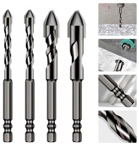 Punta Elicoidale Eccentrica ad Alta Resistenza, Set di Punte Professionali per Muratura, Punte Eccentriche con Testa Inclinata ad Alta Durezza, per Vetro/Piastrelle/Legno (6+8+10+12mm)
