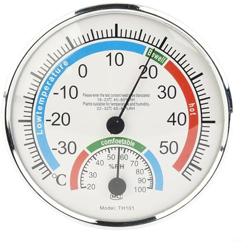 Termómetro higrómetro de control de clima para habitación, apto para uso en interiores y exteriores, control analógico de humedad en el interior