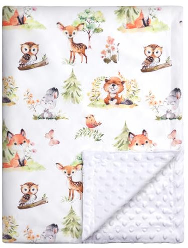 HOTUT Baby Pram Blanket, 75x100cm, Soft Plush, Animal Print, Unisex, Cotton, Squirrel Color, Perfect for Baby, Toddler, Crib, Cot, Stroller, Kids, Newborn Gifts
