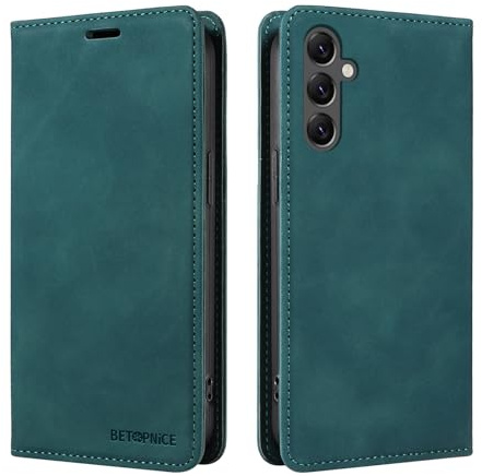 DEDUX fodral kompatibelt med Samsung Galaxy A17 5G, RFID-blockerande magnetiskt läder flip fodral kreditkortshållare folio telefonfodral. Blå