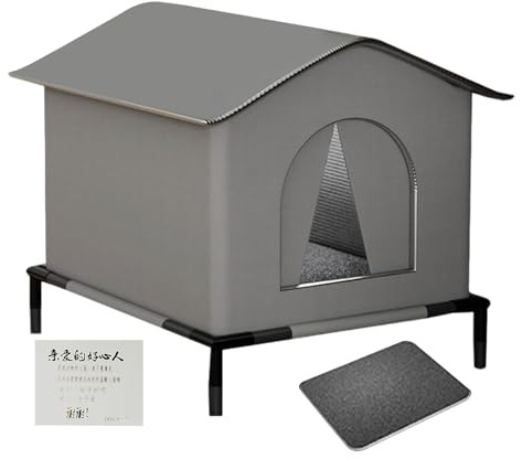 Casa para Gatos Exterior Impermeable - Refugio Exterior con Suelo Elevado Y Alfombrilla,Tienda Animal Cálida E Invernal para Jardín Patio Césped Porche Terraza