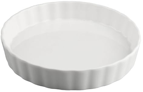 suaywo Molde de Cerámica para Tarta ø 18 cm Molde de Cerámica Antiadherente para Quiche para Tartas de Frutas, Pasteles y Quiches - Blanco