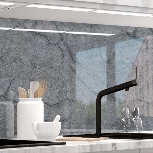 StickerProfis Küchenrückwand Spritzschutz selbstklebend, Glas Optik, Versteift, alle Untergründe, 1.8mm Rückwand für Küche, ALT Beton (Premium) 60 x 500cm