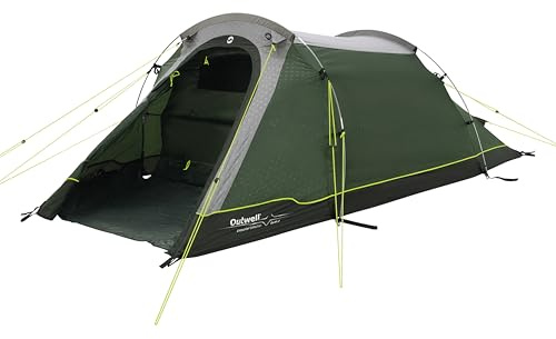Outwell Earth Tunnel Tent Lightweight Camping Tent - 3000mm Waterproof, Easy Setup, Compact Windproof Tent with Porch Area & Darkened Bedroom - Hiking, Trekking (Green, Earth 2 (2 Person))