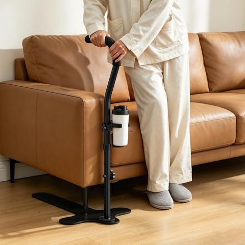 Aide-Lever pour Canapé/Fauteuils/Lit Max 180 kg - 6 Niveaux de Hauteur Réglables avec Porte-gobelet, Aide-soulèvement Antidérapante pour Personnes Âgées/Seniors/Patients et Personnes - Noir