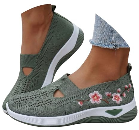 Zapatillas Ortopedicas Mujer Verano Zapatillas sin Cordones para Caminar Comodos y Ligeros Sandalias Palas Transpirables y Antideslizantes Zapatos de Entrenamiento Deportivas Malla Deporte Diabéticos
