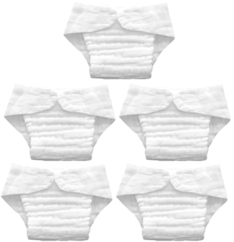 BATHVEVE Pannolini Lavabili in Cotone Multistrato 5 Unitá Taglia l 10-15 Kg, Inserti Assorbenti Riutilizzabili Color Avorio per Bambina 9-15 Mesi, Pannolini da Bagno Traspiranti e Delicati