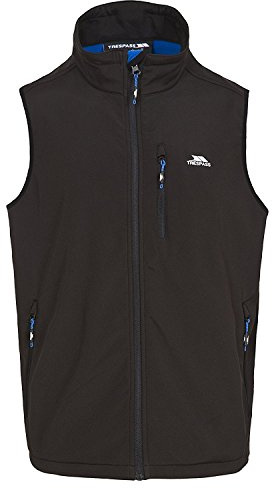 Trespass Vassus, Black, XS, Winddichte Softshellweste für Herren, X-Small, Schwarz