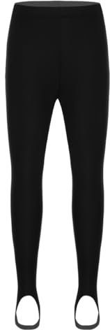 Freebily Kinder Jungen Mädchen Strumpfhose mit Steigbügel Sport Leggings Hose Mit/Ohne Innenfleece für Yoga Gymnastik Ballett Tanz Schwarz 110-116