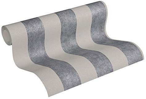 Livingwalls Papier Peint Intissé Trendwall à Rayure Effet Pailleté - Beige, Gris, Noir - 10,05 m x 0,53 m - 372711 37271-1