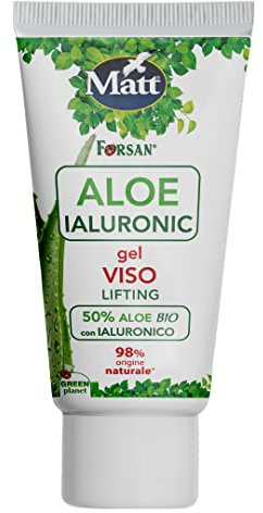 Matt-la Tradizione Erboristica Forsan - Gel Viso Aloe Ialuronic - Trattamento Effetto Lifting Idratante, con Aloe Vera Bio e Acido Ialuronico di Origine Naturale - 50 ml