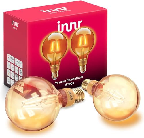 innr E27 Smart Filament LED Globe Lampe, Vintage, 2200K, G95, 2-Pack