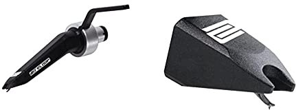 Reloop concorde negro sistema fonocaptor esférico con construcción robusta para los tocadiscos, sonido profesional adecuado para scratching, + aguja stylus repuesto para cápsula om black, negro