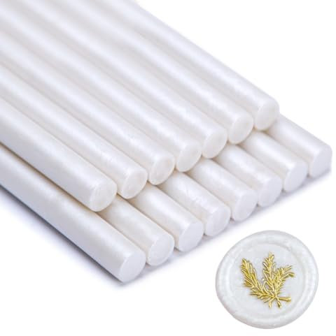 Wachssiegel Stock, Zifospy 15 Stück Klebepistole Wachs Siegel Stock für Siegellack, Siegellack Stock für Hochzeitseinladungen, Karten, Umschläge (Pearl White)