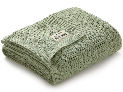 mimixiong 100% Baumwolle Babydecke Cellular Swaddle Empfangsdecke für Neugeborene Jungen Mädchen (Grün)