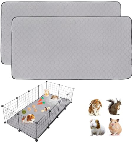 2-pack burfoder för marsvin LWYMX 61 cm x 122 cm tvättbara kissdynor för marsvin, halkskydd, återanvändbar, superabsorberande träningsmatta för marsvin sängkläder fleece för små djur hamster kanin