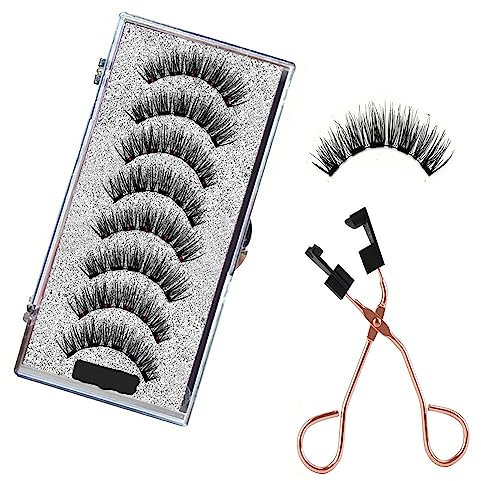 Dual Magnetic Eyelashes Set with Clip Reusable Natural Look 3D False Lashes Black Eyelashes No Eyeliner No Glue Required Lightweight and Easy to Wear 2 Pairs