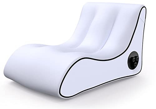 PHASFBJ Inflatable Sofa Built-in air Pump, Portable Inflatable Sofa Lounge Chair, Emergency Power Bank, Yoga Chaise Lounge,for Outdoor Movies,Indoor Living Room Bedroom,White