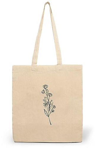 CLAMATO Tote bag tela in Cotone 38x42cm - Shopper in tessuto - Borse shopping - Canvas 130 g/m2 (fiori)