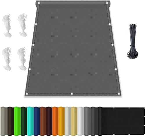 Sonnensegel Wasserdicht Rechteckig mit Ösen 2x3M, (Nach Mass) Markisenstoff UV Schutz 95%, Sonnenschutz Markise Reißfest Wetterfest mit Seil, für Balkon Terrasse Garten, Dunkelgrau