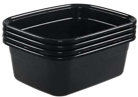 Asking 14 Quart Rectangular Plastic Dish Pan Tub, Portable Washbasin, Black
