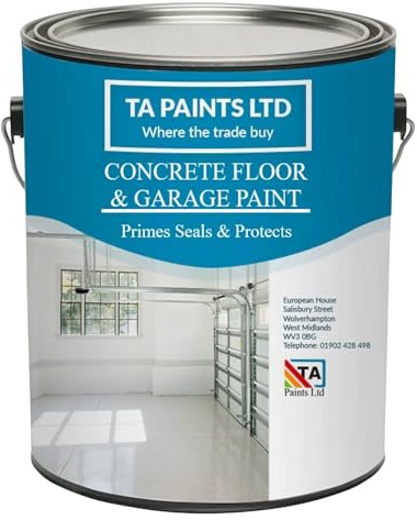 T A Paints Ltd Floor & Garage Paint 3 in 1 Prime Seal Protect Hard Wearing Industrial Factory Floors Multi Purpose Metal Wooden Concrete Brick (1L Grey BS 00 A 05)