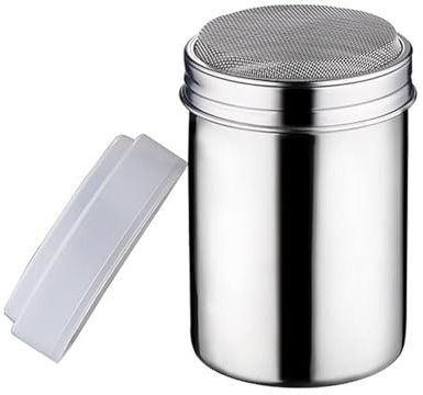 Chocolate Shaker Stainless Steel Duster Dredges Cans Coffee Sprinkles Powder Set Cocoa Cinnamon Powder Can with 16 Coffee Molds Stencils for Kitchen Baking Cooking Cappuccino Coffee Latte Coffee