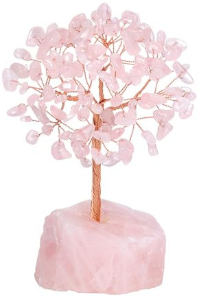 CrystalTears Rose Quartz Crystal Tree - Healing Gemstone Money Tree for Home Office Decor - Pink Stone Gift for Women, Men, Mum - Christmas Birthday Present