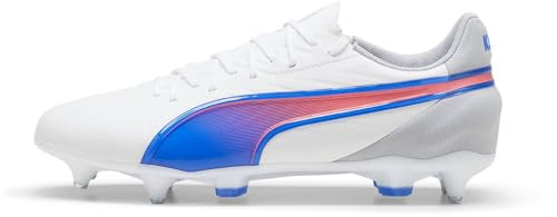 PUMA Men's King Match Mxsg Sneaker, Puma White Bluemazing Flat Light Gray, 43 EU
