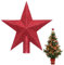 Fc'Noqgn Chapeau de Sapin de Noël avec étoiles Scintillantes - Chapeau de Sapin de Noël avec étoiles - Chapeau de Sapin de Noël (Rouge)