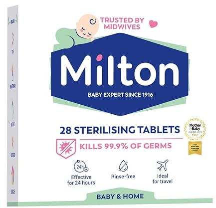 MiltonBaby 28 Sterilising Tablets, Cold Water Antibacterial Antiseptic Cleaner, with Welari Thank You Card Home | (1pack)