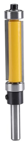 Broca de Enrutador de Corte Al Ras con Cojinete Superior E Inferior, Aleación De Vástago De Madera, Carpintería de Vástago de 1-1/2 inch H X 1/4inch para el acabado de una amplia gama de materiales