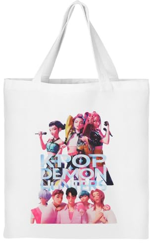 KEVRDRT Tote Bag Femme Kp0-P Dem-0n Hun-ters, Sac en Tissu 35x40cm avec Design Hun-trix, Sac en Toile de Coton, Cadeau pour Femmes et Fans d'Anime d'Anniversaire et Noël (6)