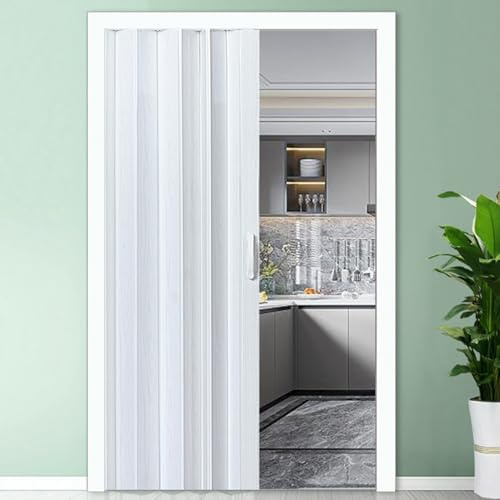 Inredningsdörr av typen dragspel, Invändig pvc magnetisk dragspelsvikdörr flerfärgad flera storlekar(White,41x80in (104x203cm))