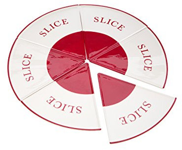 Premier Housewares - Plato de Pizza de gres, Platos Grandes para Servir Pizza, Juego de Seis Piezas de Pizza en Color Rojo y Crema, 1 Alto x 20 Ancho x 21 Profundidad