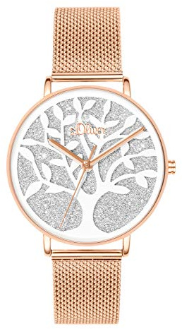 s.Oliver Time Damen Analog Quarz Uhr mit Edelstahl Armband SO-3596-MQ