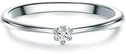 Trilani Damen-Solitärring Sterling Silber Zirkonia weiß im Brillantschliff - Vorsteckring Silberring Verlobungsring Silberschmuck