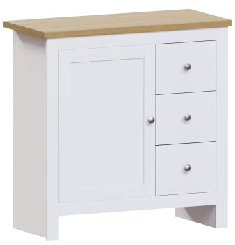 Vida Designs Arlington Sideboard 3 Drawer 1 Door Cabinet Cupboard Storage MDF Furniture White