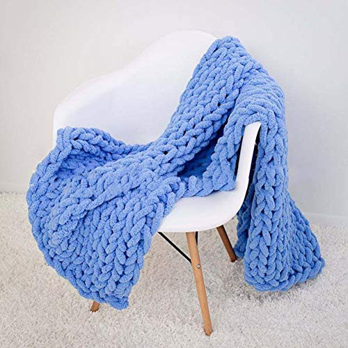 Stickad filt tjockt stickat överkast tjock stickad filt stickad filt grå överkast för soffa stora stickade sängöverkast för sängar 100 x 150, denim blå