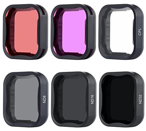 YALLSAME ND/Dive Filter for GoPro Hero 7 6 5 with ND8/16/32 CPL Color Magenta Red Set Ideal for Standard Day Photography and Snorkeling Lens Filter Set Accessories for GoPro 5 6 7