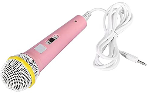 Ausla Classic Style Wired Dynamic Microphone - 3.5mm Jack, Lightweight, No Battery for Kids Singing Machine, Home Use (Pink)