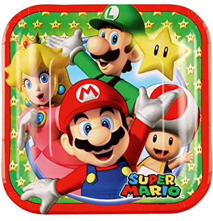 amscan Talerzyki papierowe Super Mario 18x18cm, Weiß