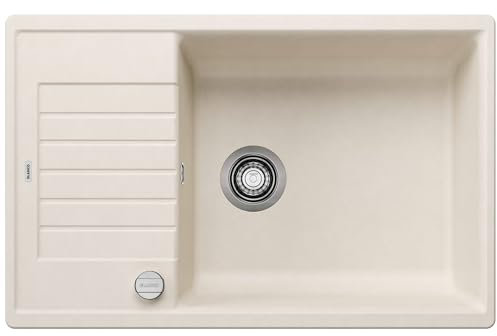 BLANCO ZIA XL 6 S Compact | Granitspüle aus SILGRANIT softweiß | Einbauart: Einbau von Oben | reversibel | für 60 cm breite Unterschränke | Großes Becken | Reinigungsfreundliche Öberfläche