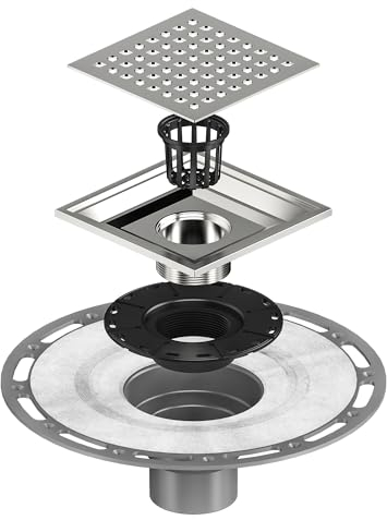 Neodrain 6 in Brushed Square Shower Drain with PVC Bonding Flange Base